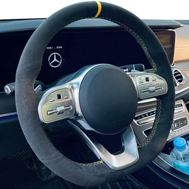 Car Steering Wheel Cover Anti Slip Breathable - Anti-SLIP หนังนิ่มสีดํา Braid พวงมาลัยรถสําหรับ Mercedes-Benz S-Class
