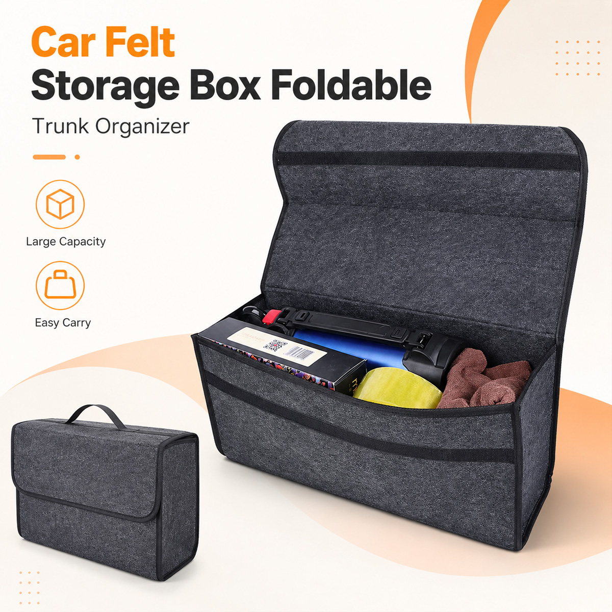 Car Trunk Organizer Foldable Storage Box - YONGRUN กล่องเก็บของในรถยนต์แบบพับได้ กล่องเก็บของในรถยนต์ กล่องเก็บของน้ำหนักเบาสำหรับเครื่องมือ ชุดฉุกเฉิน ของชำ