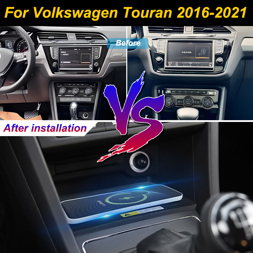 Wireless Car Charger Mount Fast Charging - 2 Din สำหรับรถยนต์ Volkswagen Touran 2016-2021