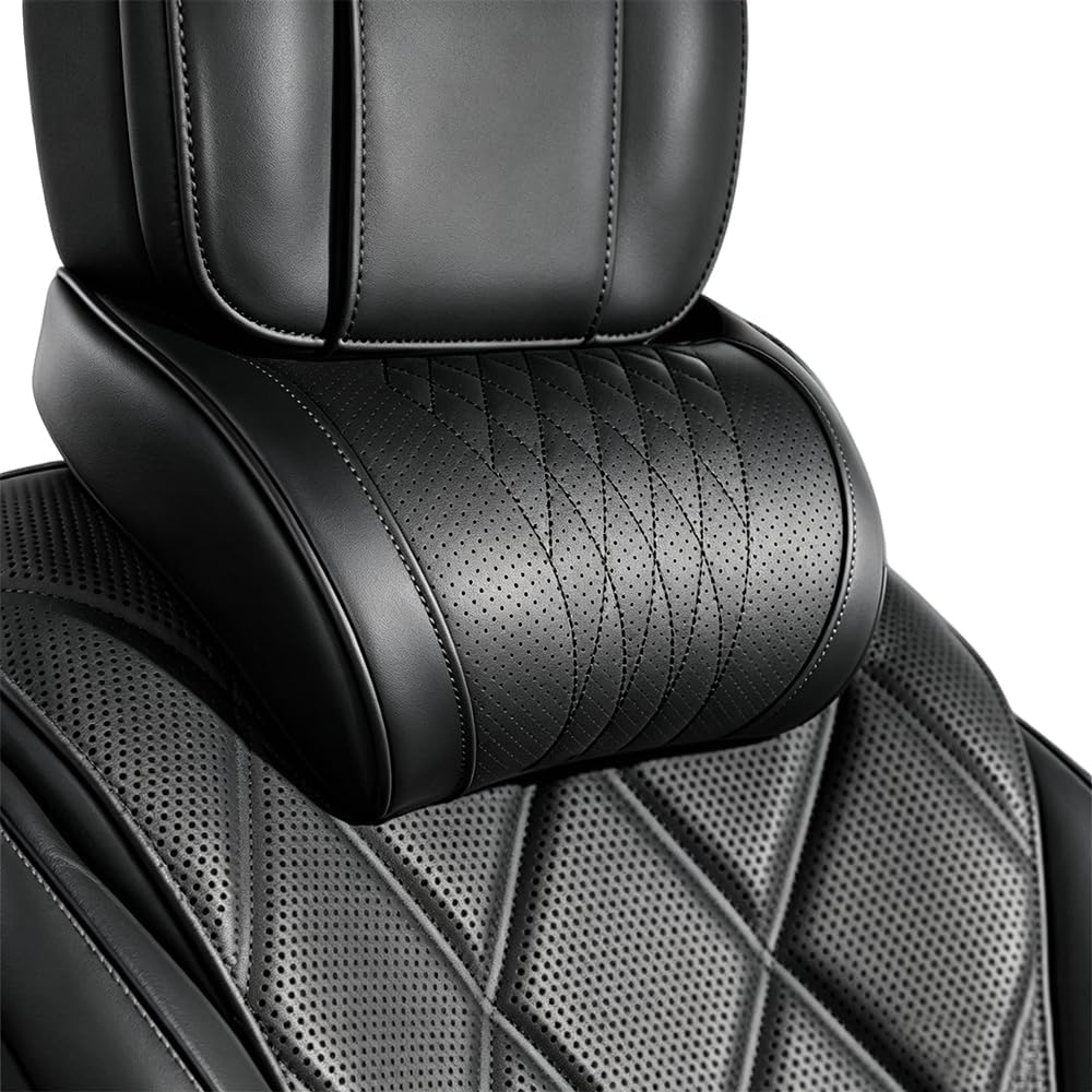 Memory Foam Car Neck Pillow Lumbar Support - หมอนรองคอและหลังในรถยนต์อเนกประสงค์ หนัง Nappa เมมโมรี่โฟม นุ่ม ระบายอากาศได้ดี