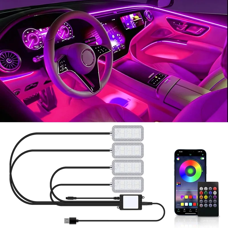 ไฟแถบ LED นีออนสำหรับตกแต่งภาย - Led Ambient Interior Car Lights App Control บทวิจารณ์และราคา